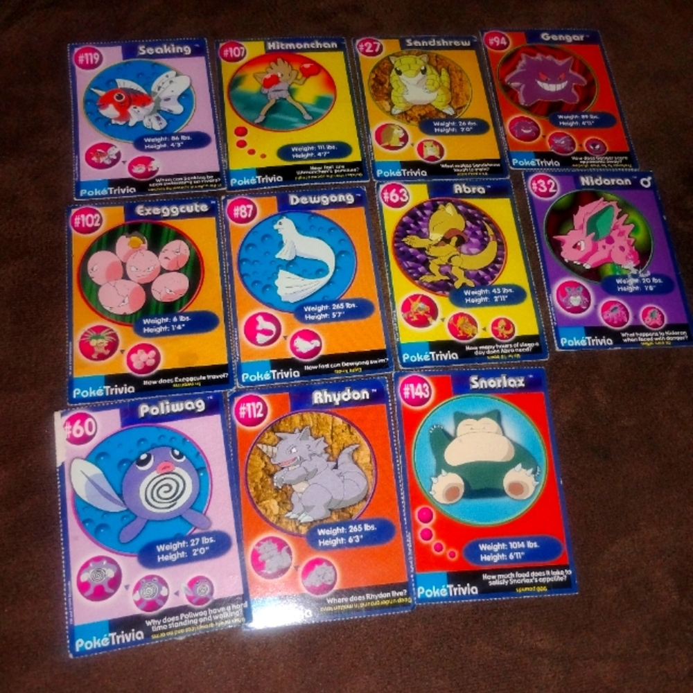 Lot of 11 original Pokemon trivia cards from the movie Mewtwo Strikes Back.
